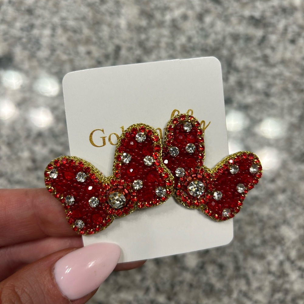 Disney Inspired Minnie Mouse Bow Earrings - Golden Lily